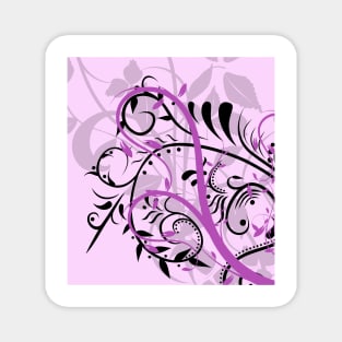 This is a purple tribal design with leaves Magnet