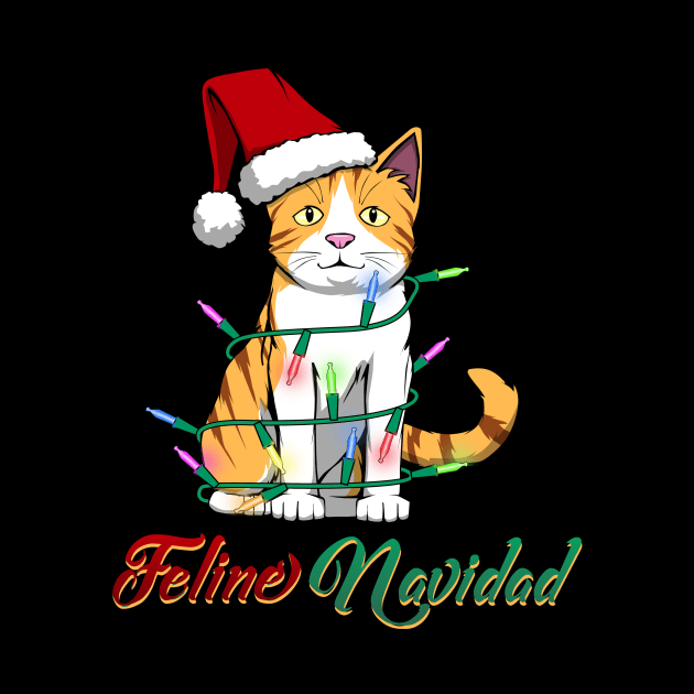 Feline Navidad Christmas Cat Cute Kitten by MGO Design