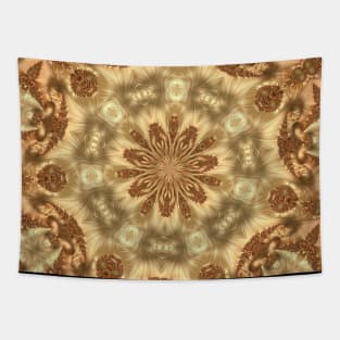 Molten Gold Fractal Mandala Kaleidoscope Abstract 2 Tapestry