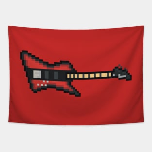 Pixel Red Bird Bass Guitar Tapestry