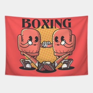 Boxing, Vintage Character Cartoon Tapestry