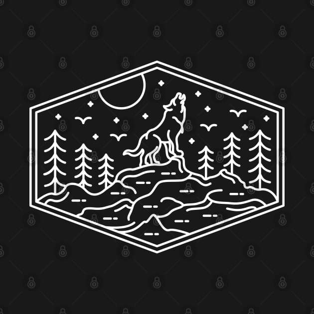 Wolf and Moon - Minimalistic  Design by Cool Abstract Design