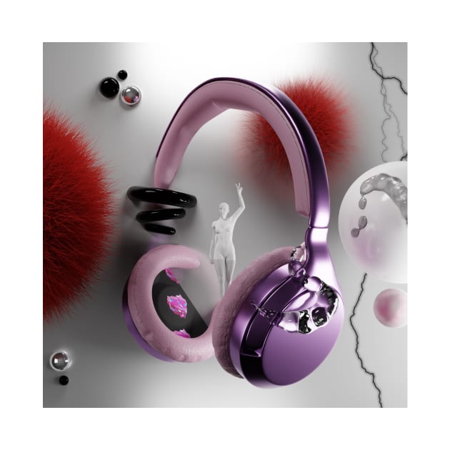 3D ABSTRACT HEADPHONES DIGITAL ART AESTHETIC by MeditativeLook