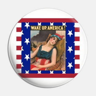 Wake Up America USA United States Flag Patriotic Old Glory Pin