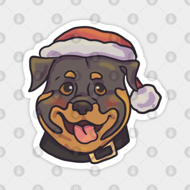 Christmas Rottweiler Magnet by Artbysusant 