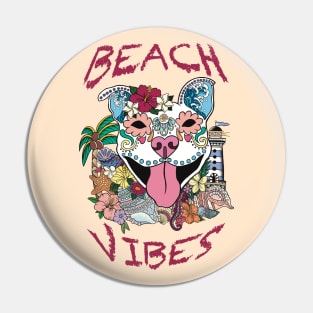 Beach sugar Skull dog Pin