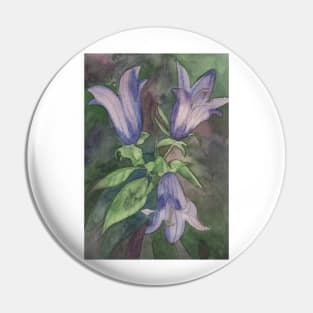 Watercolour painting of purple blue harebells Pin