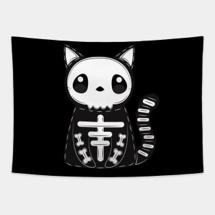 Halloween Cat Black Skeleton Funny Skull Halloween Cat Lover Tapestry