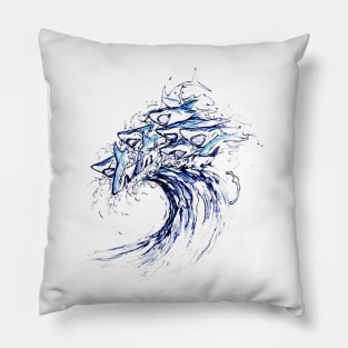 Shark wave Tsunami Pillow