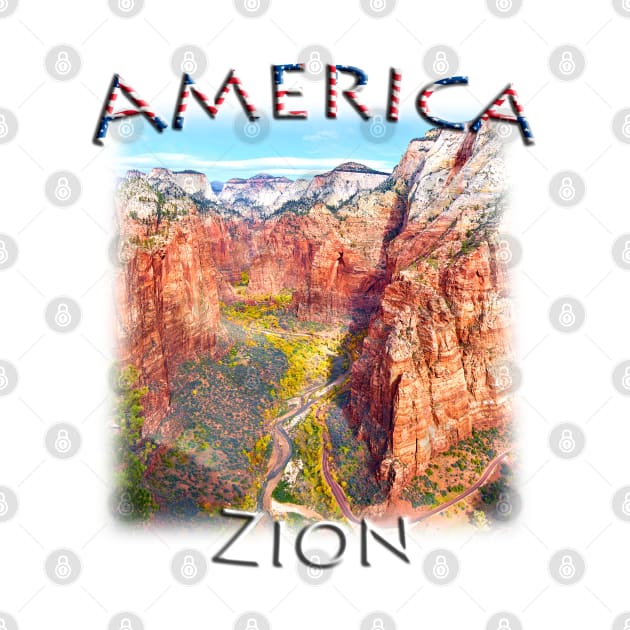 America - Utah - Zion from Angel's Landing by TouristMerch