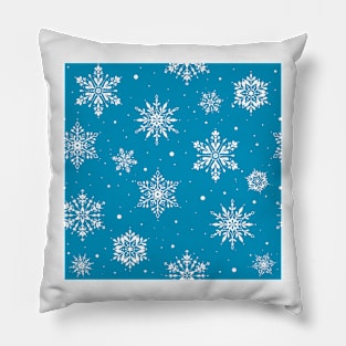 Christmas Folk Snowflakes2 Ice Blue Pillow