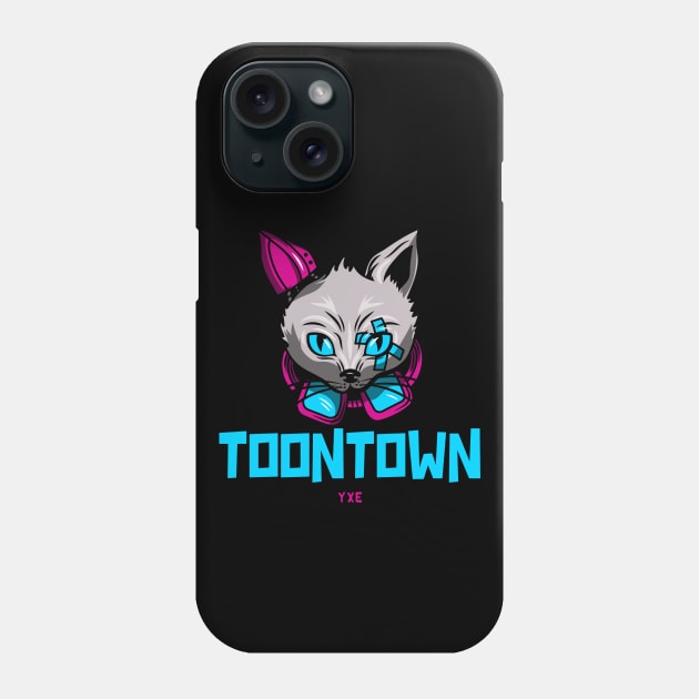 Cyberpunk Feline Fusion Town town YXE Logo Design Phone Case by Stooned in Stoon