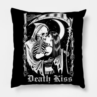 Death Kiss Witch and Death Grim Reaper Skeleton Pillow