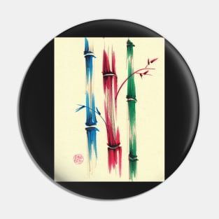 "Rainbow Bamboo Forest"  Watercolor Bamboo Painting Pin