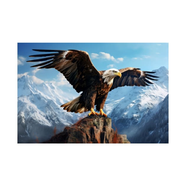 Eagle Animal Bird Wildlife Wilderness Colorful Realistic Illustration by Cubebox