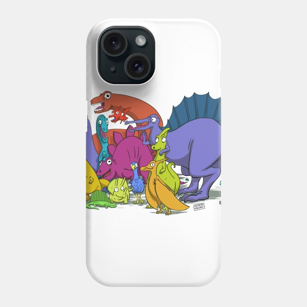 Dinosaurs are all friends and a chicken Phone Case by Ostemo Stephane Meury