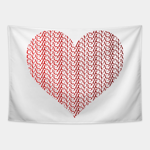 worded love heart red gradient Tapestry by ownedandloved