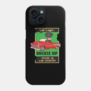 Black Lab in red truck Phone Case