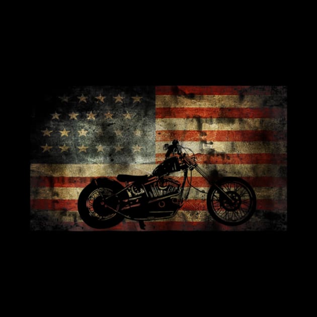 Motorcycle American Flag Patriotic Vintage July 4th by Jannysingle