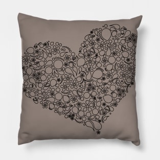 Heart in Modern Paisley Outline Design Pillow