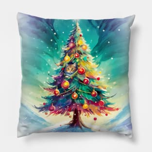 Cat Hiding in a Christmas Tree Pillow