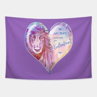 Black Afghan Hound. Forever my Valentine. Art. Tapestry