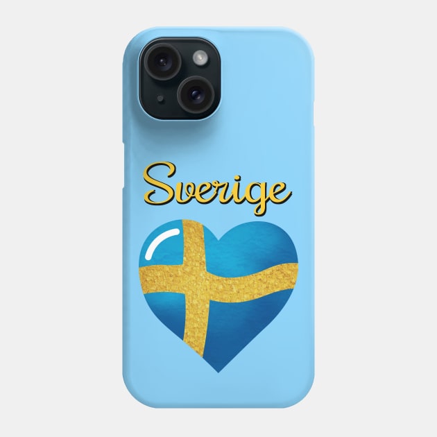 Sveriges flagga, the flag of sweden in a shape of heart Phone Case by Purrfect