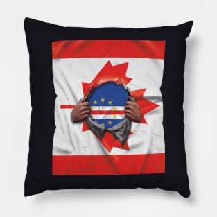 Cape Verde Flag Canadian Flag Ripped - Gift for Cape Verdean From Cape Verde Pillow