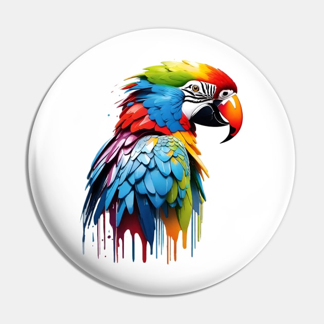 Parrot Head Dripping Rainbow Graffiti Pin by VictoriaLehnard