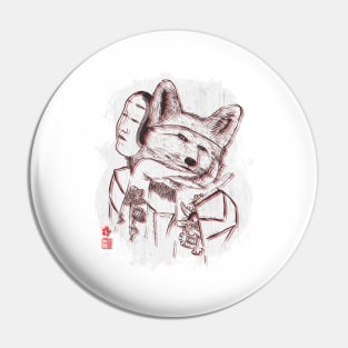 Kitsune Portrait Pin