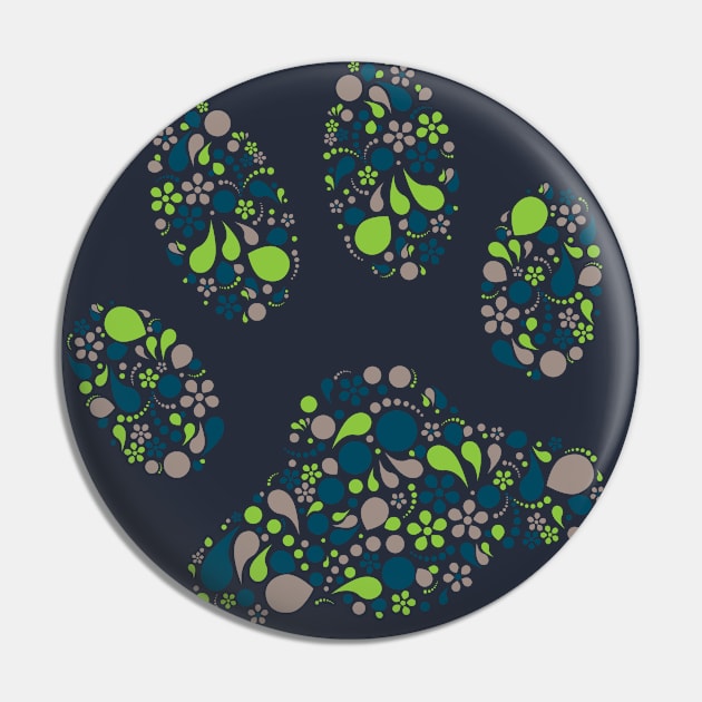 Paw Print in Modern Paisley Design Pin by amyvanmeter