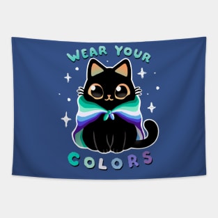 MLM LGBT Pride Cat - Kawaii Rainbow gay Kitty - Wear your colors Tapestry