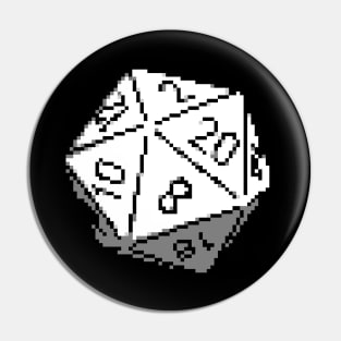 D20 Roleplaying Icosahedron Pixel-Art Style Pin