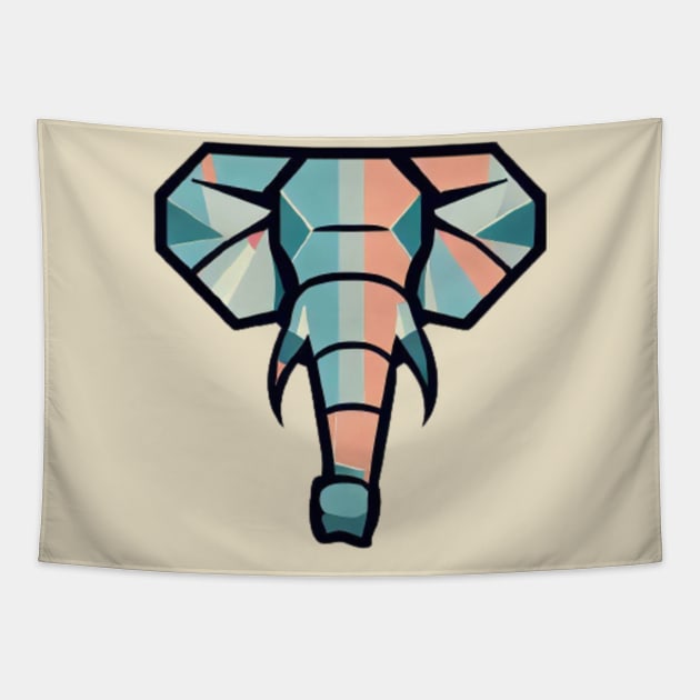 Elegant Geometric Elephant: A Timeless Artwork for Animal Lovers Tapestry by juanselm