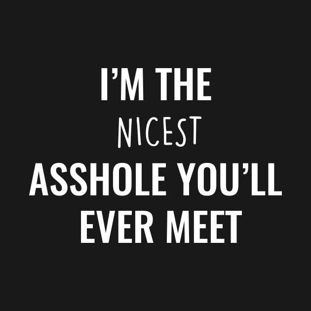 I'm The Nicest Asshole You'll Ever Meet Funny t-shirt by ZachTheDesigner