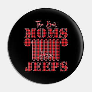 The Best Moms Drive Jeeps Red Plaid Jeep Matching Pajama Family Buffalo Jeeps Lover Pin