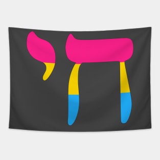 Chai - Jewish Life Symbol (Pan Pride Colors) Tapestry