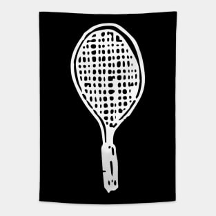 Tennis Racket Doodle White Tapestry