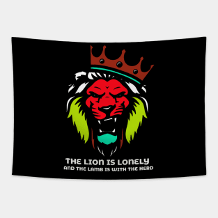 t-shirt the lion is lonely and the lamb is with herd Tapestry