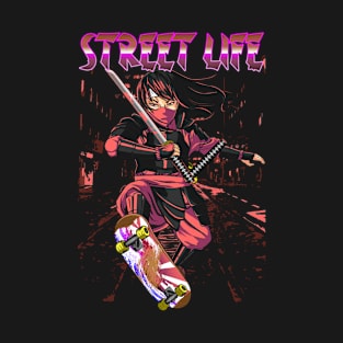 Samurai, Skateboard, Skater, City, Halfpipe T-Shirt