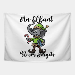 Christmas Elephant Funny Elf Costume An Elfant Never Forgets Tapestry