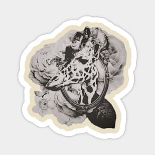 Surreal cheeky giraffe and roses collage Magnet