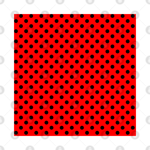 Black Polka Dots Pattern on Red Background by DesignWood Atelier