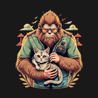 Bigfoot and Cat T-Shirt