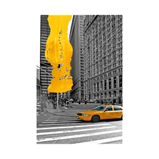 NYC Yellow Cabs Trinity Place - Brush Stroke T-Shirt