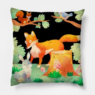 Watercolor Forest animal Pillow