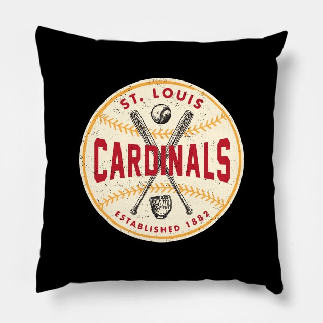 Vintage St. Louis Cardinals 3 by Buck Tee Originals Pillow by Buck Tee