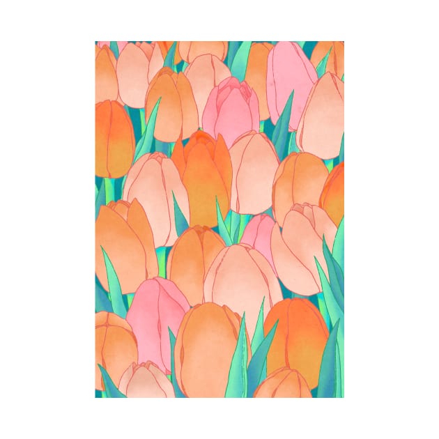 Minhwa: Orange Tulips by koreanfolkpaint