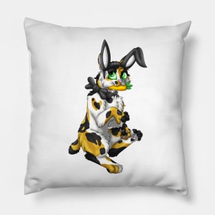 Bobtail BunnyCat: Calico (Black) Pillow