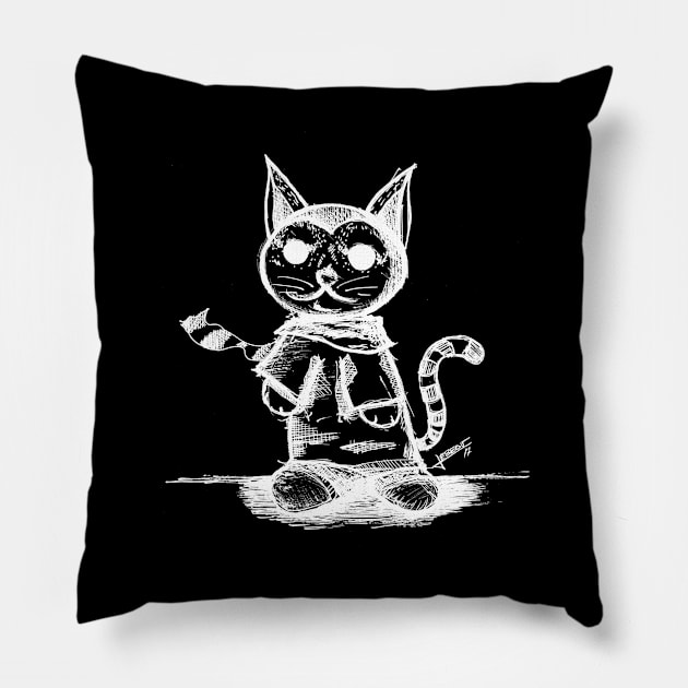 gentleman cat in ecopop wallpaper Pillow by jorge_lebeau